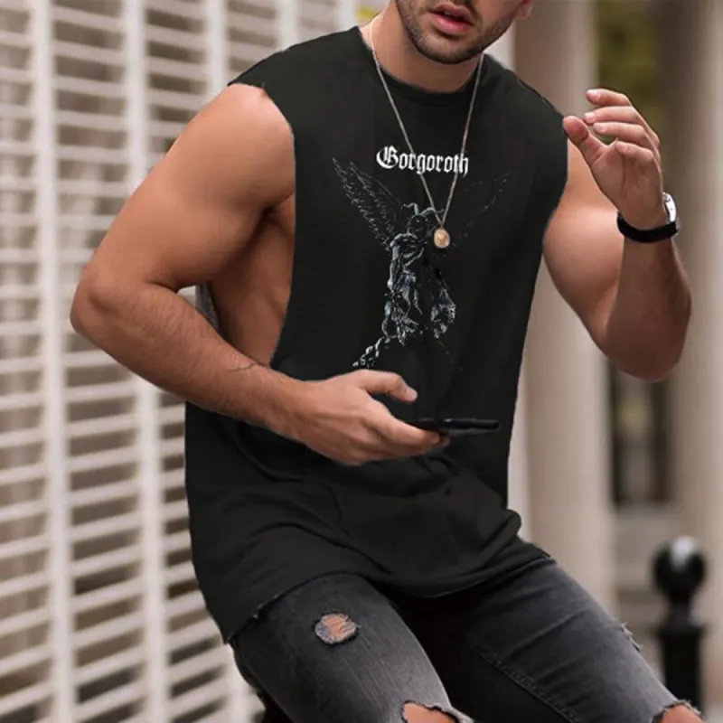 Alphabet Graphic Print Casual Loose Men's Tank Top sold by Shopnova