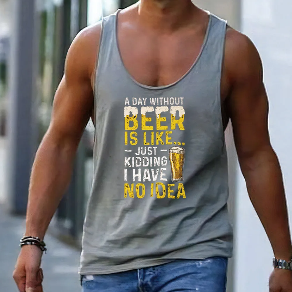 Loose Beer Alphabet Graphic Print Men's Tank Top sold by Shopnova product image thumbnail 2