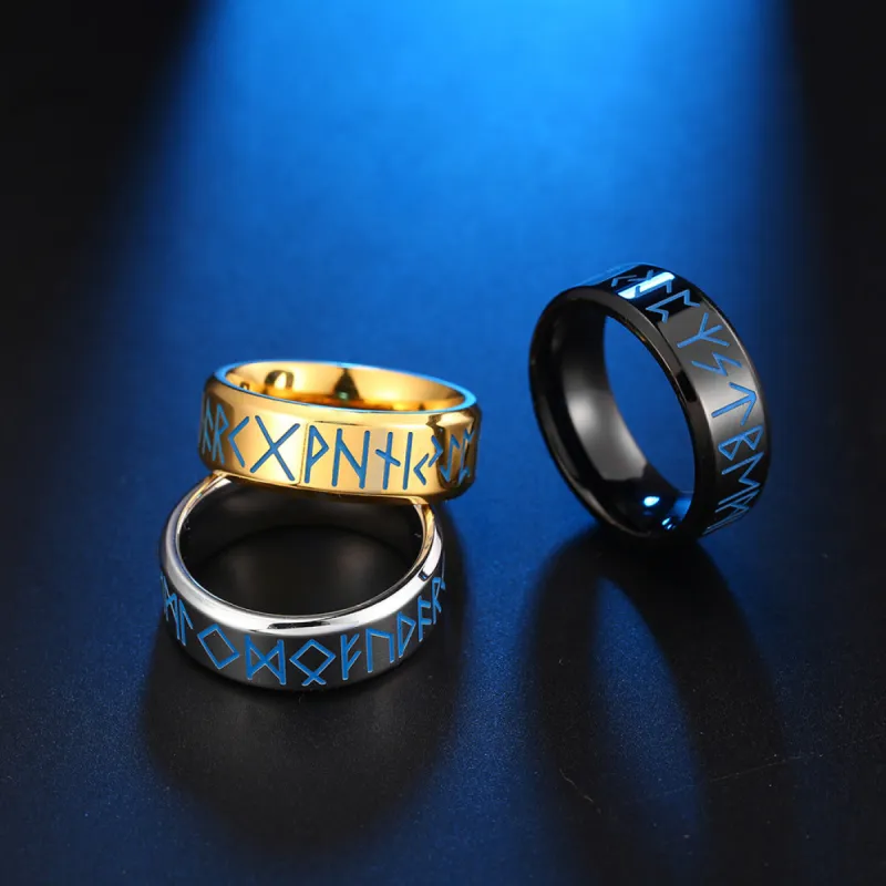 Nordic Blue Runic Viking Ring made by Shopnova