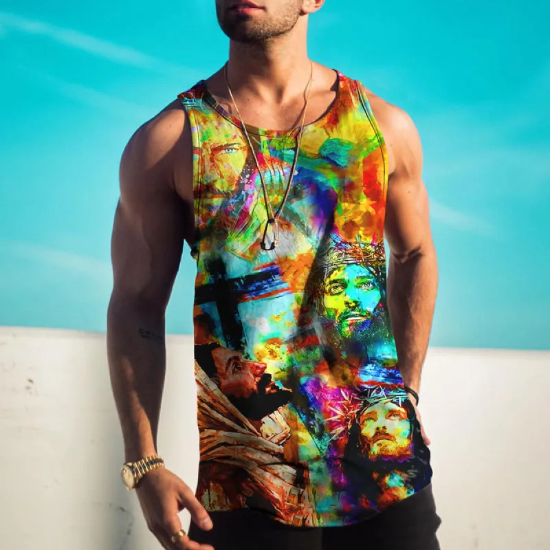 Retro Trend Personality Street Casual Easter Pattern Tank Top sold by Shopnova