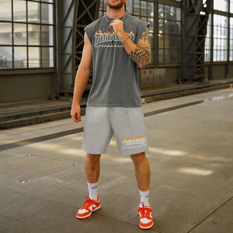Thrasher Men's Streetwear Tank Top Tracksuits-B sold by Shopnova