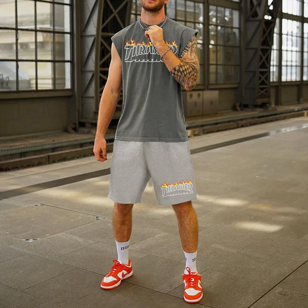 Thrasher Men's Streetwear Tank Top Tracksuits-B sold by Shopnova