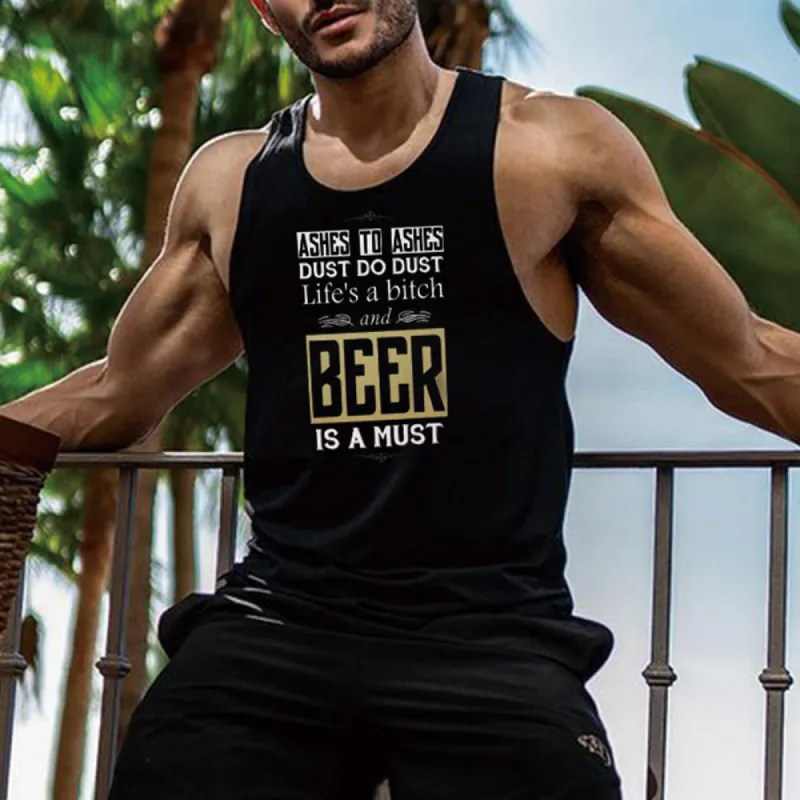 Beer Alphabet Graphic Print Casual Men's Tank Top made by Shopnova