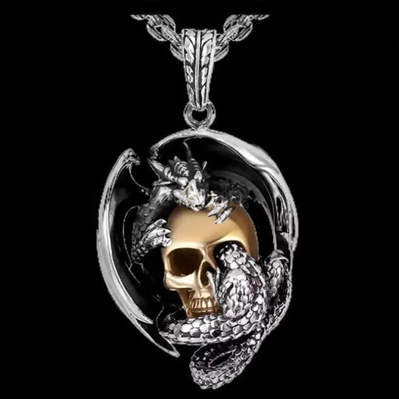 Men's Viking Dragon Skull Necklace sold by Shopnova