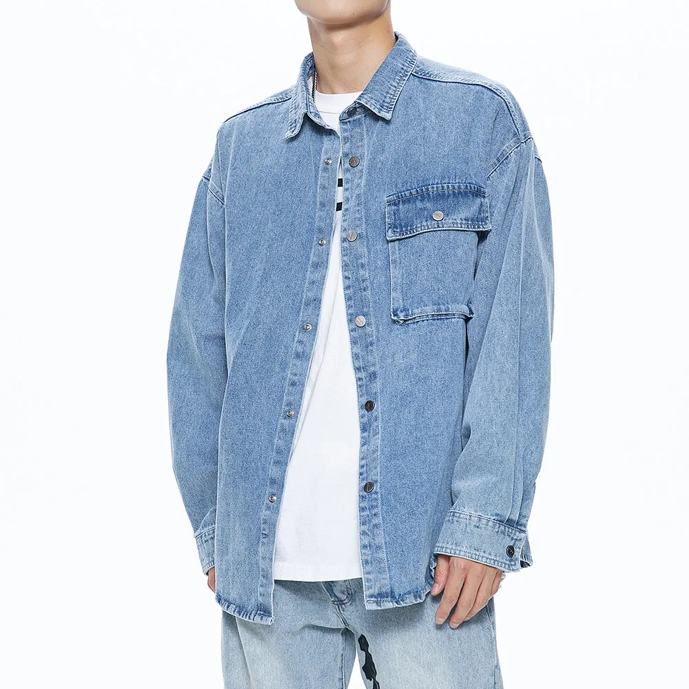 Men's Casual Button Up Denim Shirts with Pocket sold by Shopnova product image thumbnail 5