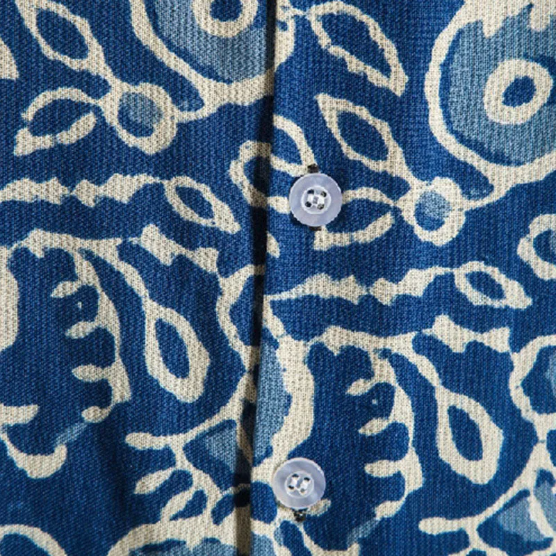 Cotton And Linen Printed Pocket Button-down Shirt sold by Shopnova product image thumbnail 5