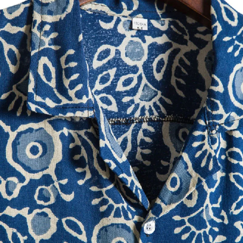 Cotton And Linen Printed Pocket Button-down Shirt sold by Shopnova product image thumbnail 3