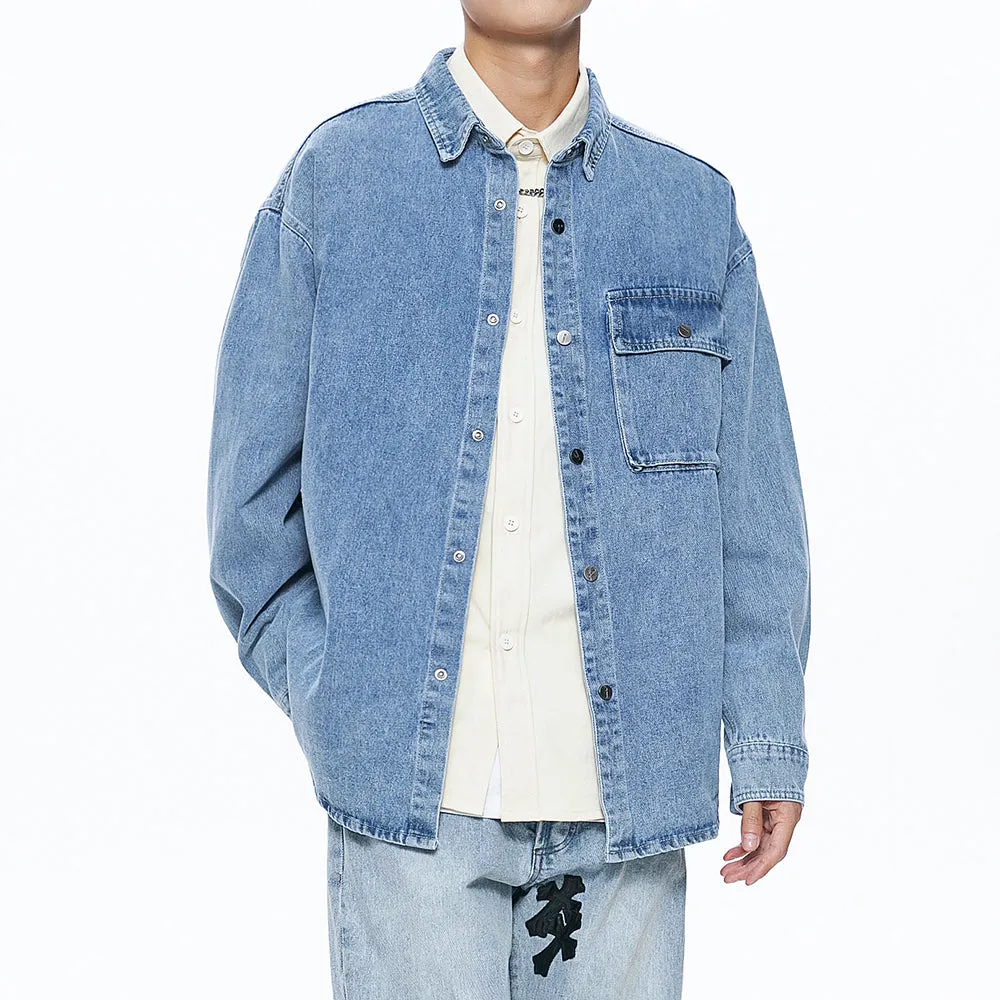 Men's Casual Button Up Denim Shirts with Pocket sold by Shopnova product image thumbnail 4