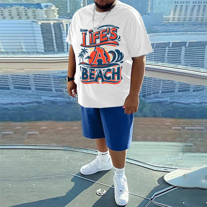 Life's a Beach Men's Letter Print White T-shirt sold by Shopnova product image thumbnail 3