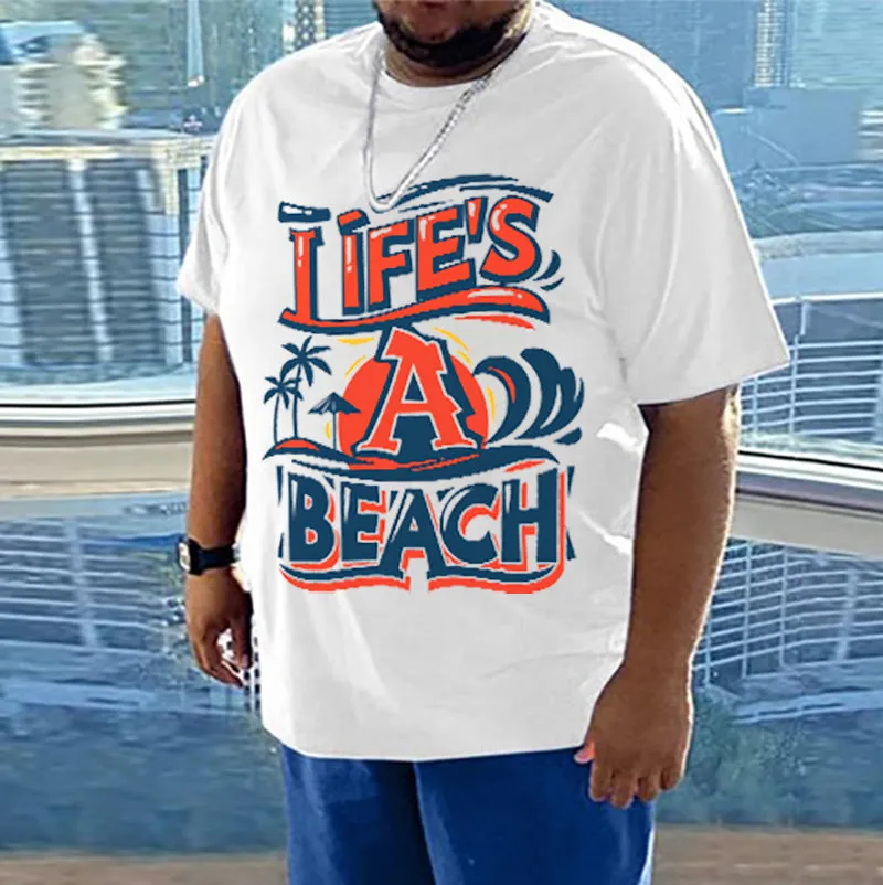 Life's a Beach Men's Letter Print White T-shirt sold by Shopnova product image thumbnail 2