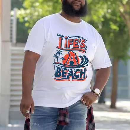 Life's a Beach Men's Letter Print White T-shirt sold by Shopnova product image thumbnail 5