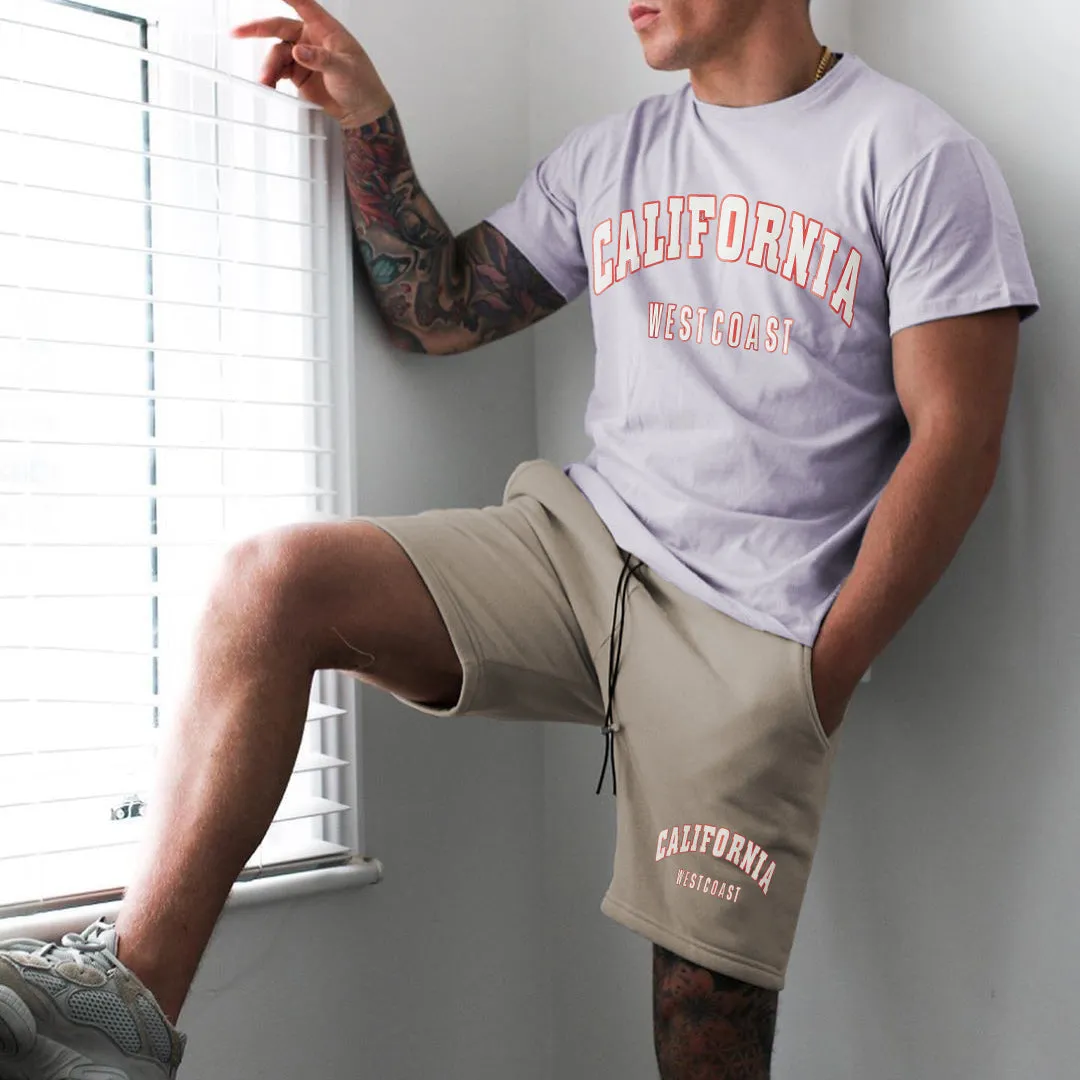 California Men's Stylish Casual Short Sleeves Tracksuits sold by Shopnova