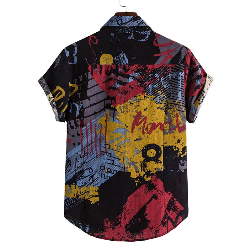 Cotton And Linen Printed Pocket Button-down Shirt sold by Shopnova product image thumbnail 2