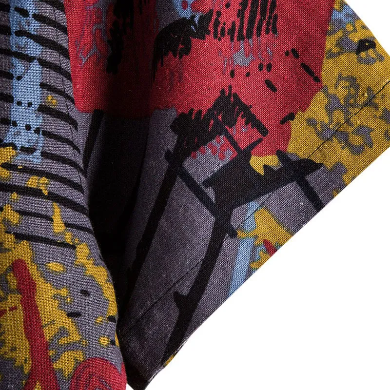 Cotton And Linen Printed Pocket Button-down Shirt sold by Shopnova product image thumbnail 5