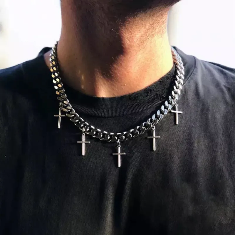 Tassel Cross Geometric Pendant Punk Trendy Necklace sold by Shopnova