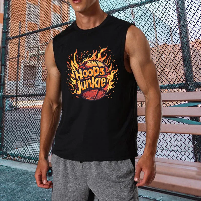Hoops Junkie Flame Print Men's Tank Top-C sold by Shopnova
