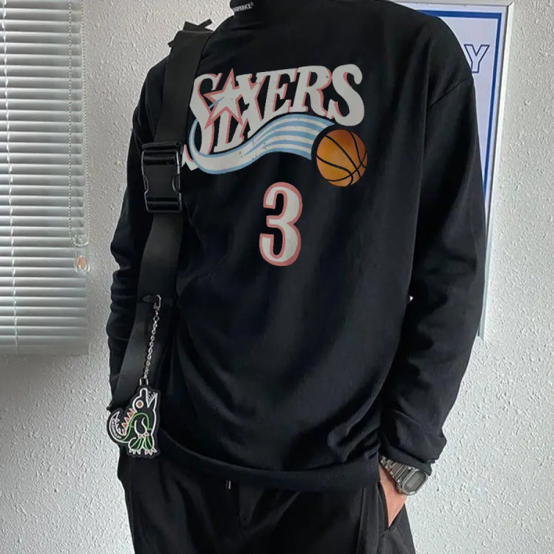 Sixers Basketball Print Men's Long Sleeve T-Shirts-A sold by Shopnova
