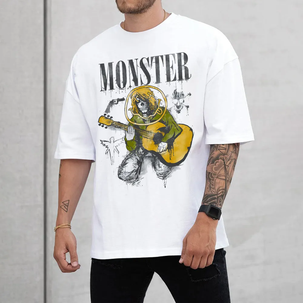 MONSTER Personality Graphic Letter Casual Men's T-Shirt sold by Shopnova