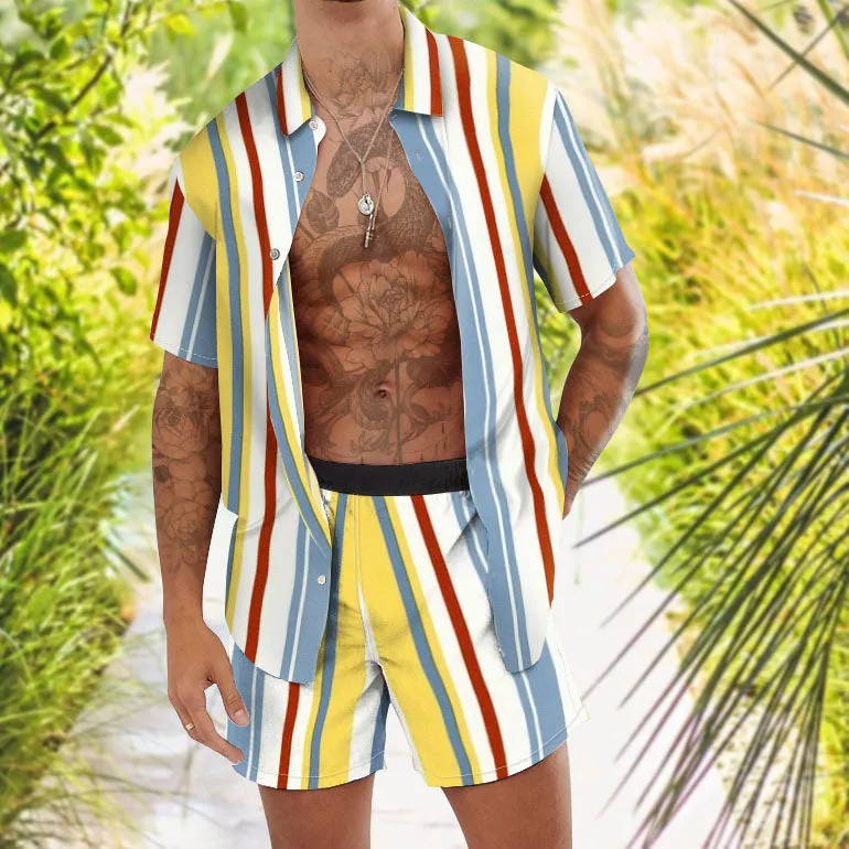 Fashion Personality Trend Stripe Print Hawaiian Vacation Two-Piece Set sold by Shopnova product image thumbnail 3