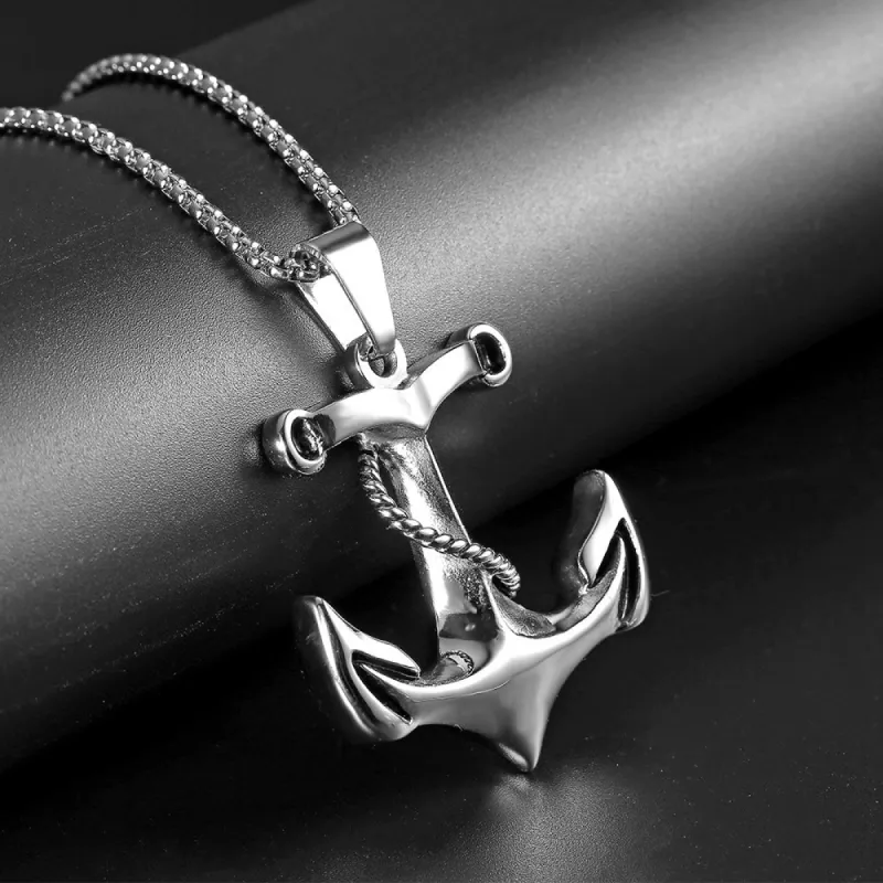 Pirate Rope Anchor Pendant Punk Trendy Necklace sold by Shopnova