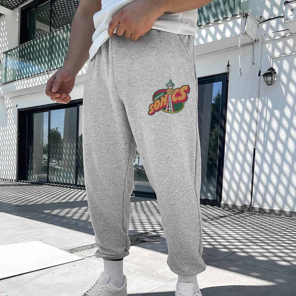 Sonics Men's Sports Casual Elastic Waistband Fleece Sweatpants sold by Shopnova