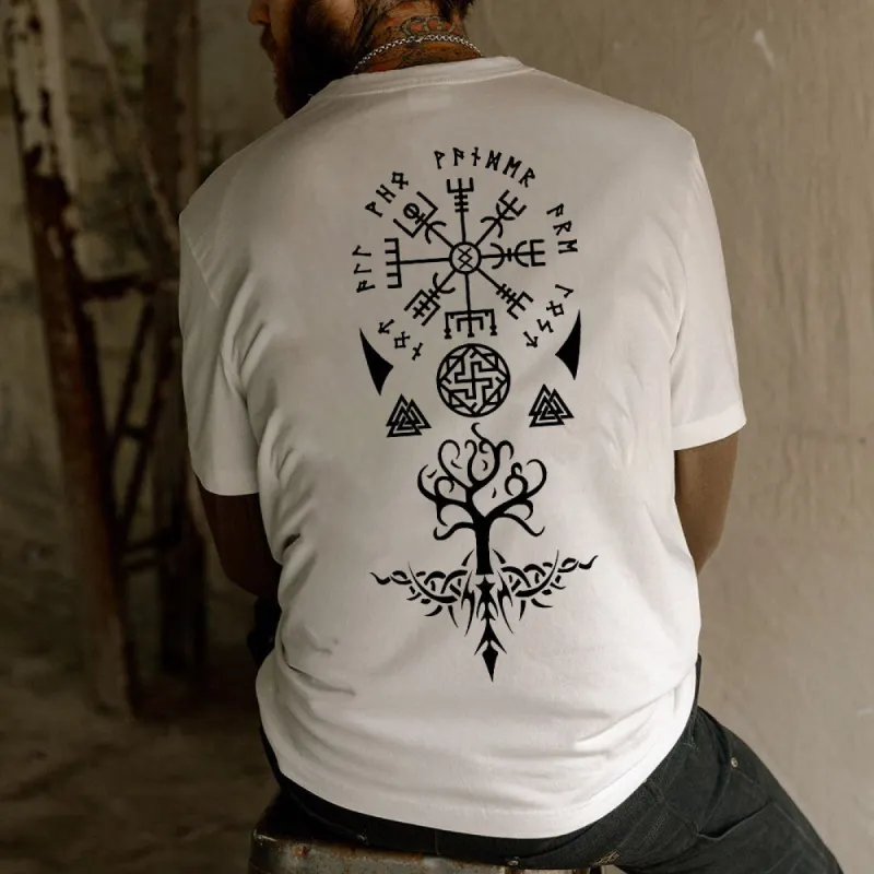 Nordic Symbols Viking Runes and Valknut Print T-Shirt sold by Shopnova