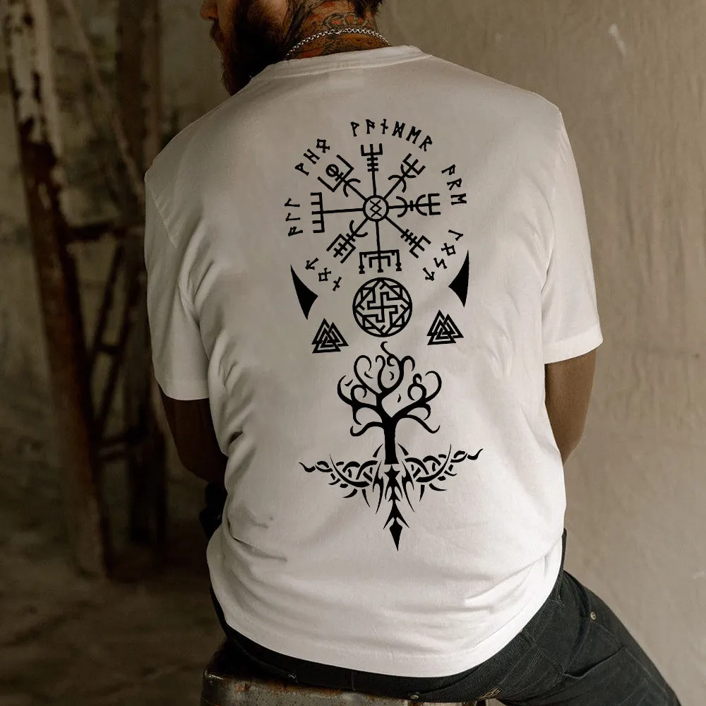Nordic Symbols Viking Runes and Valknut Print T-Shirt sold by Shopnova