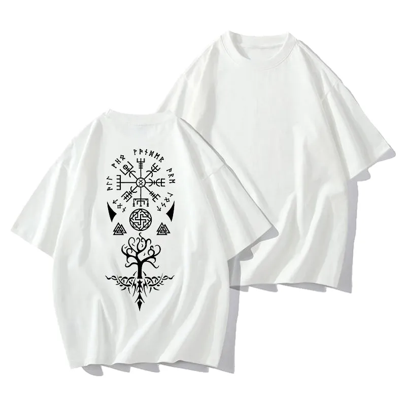 Nordic Symbols Viking Runes and Valknut Print T-Shirt sold by Shopnova product image thumbnail 3