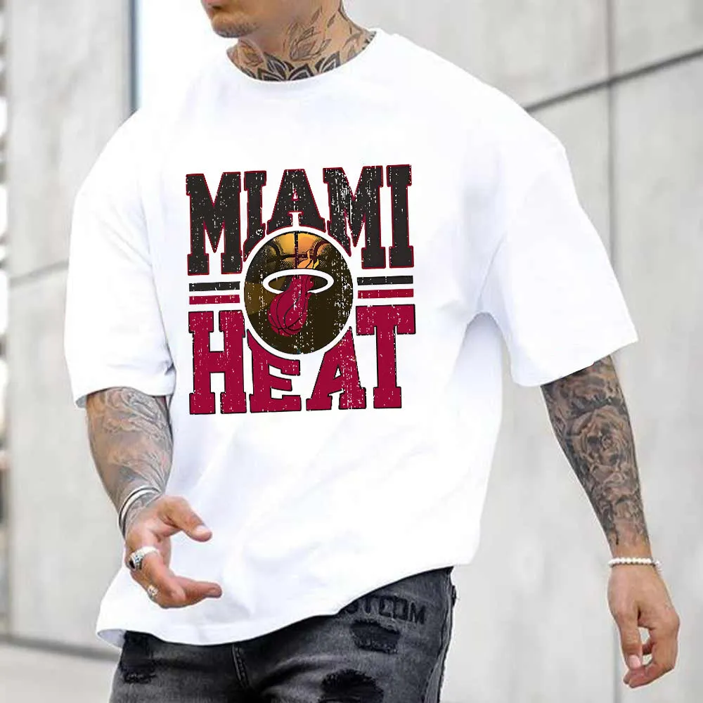Clearance-Miami Heat Streetwear Cotton T-Shirts-L sold by Shopnova