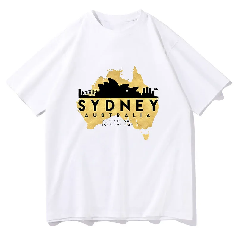 Australia Map and Sydney Landmarks Tee sold by Shopnova product image thumbnail 3