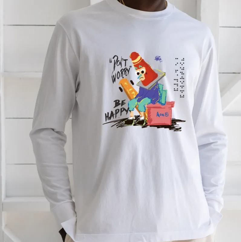 ACE2™ Don't Worry Be Happy Men's Long Sleeve T-shirt-A sold by Shopnova