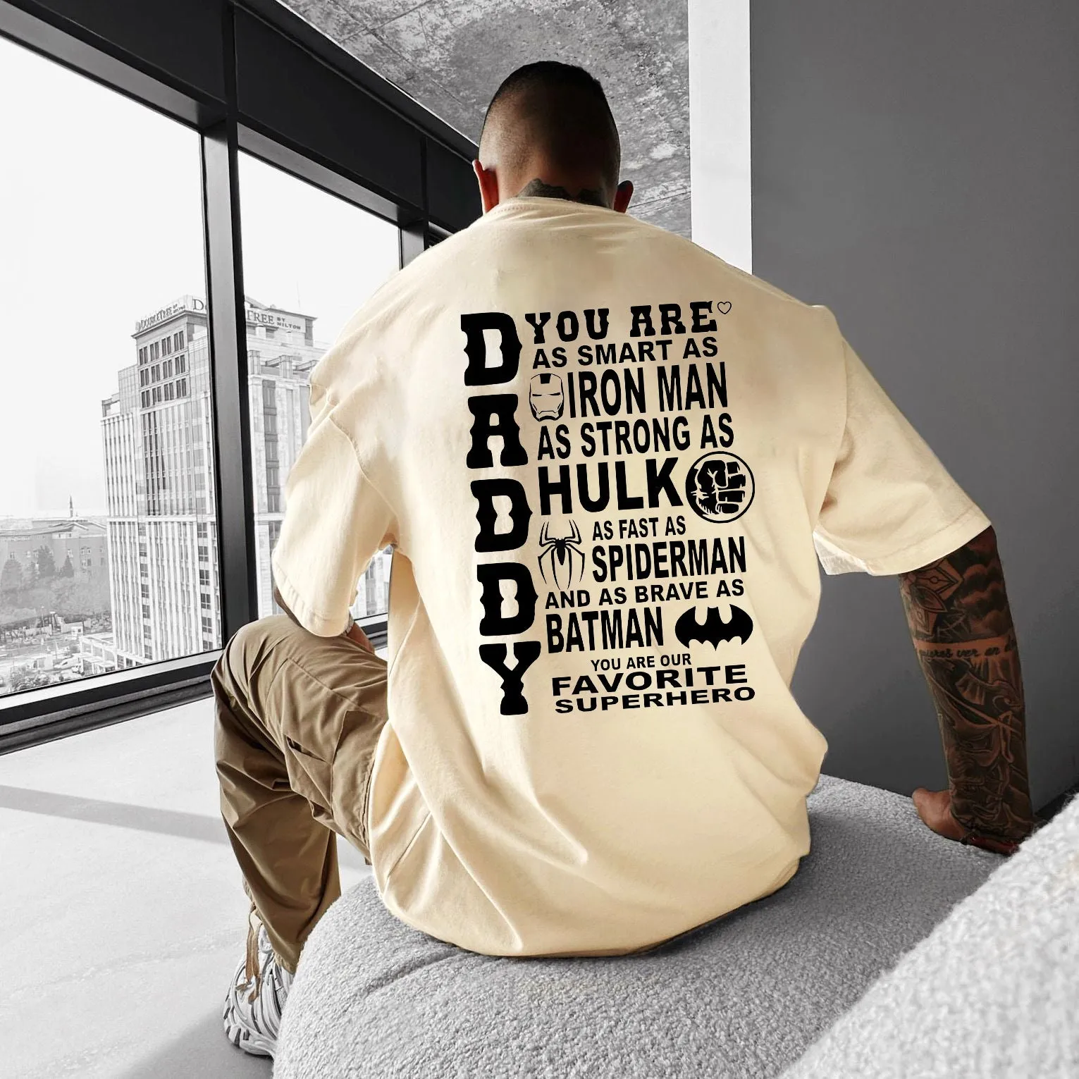 Gift for Dad Daddy Letter Print Men's Cotton Tee sold by Shopnova product image thumbnail 2