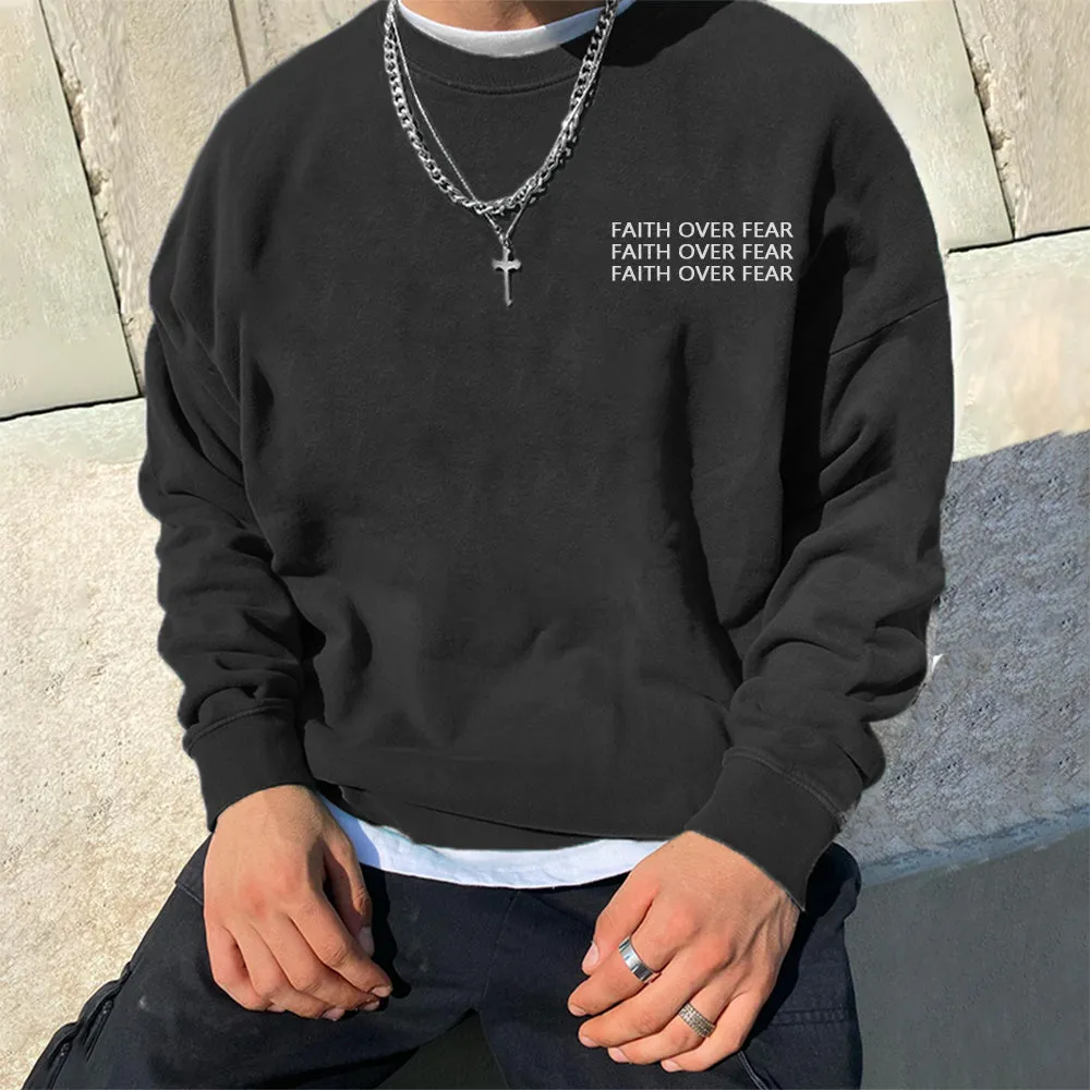FAITH OVER FEAR Men's Crew Neck Sweatshirt sold by Shopnova