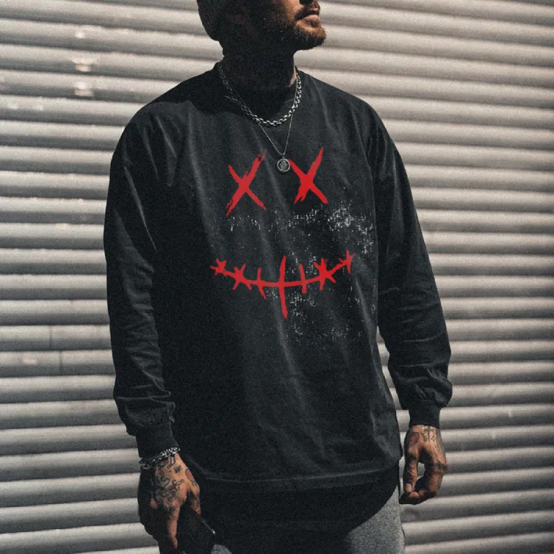 Devil Print Men's Casual Long Sleeve T-Shirts-A sold by Shopnova