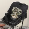 SERENITY Angel Men's Washed Black Color Tee sold by Shopnova