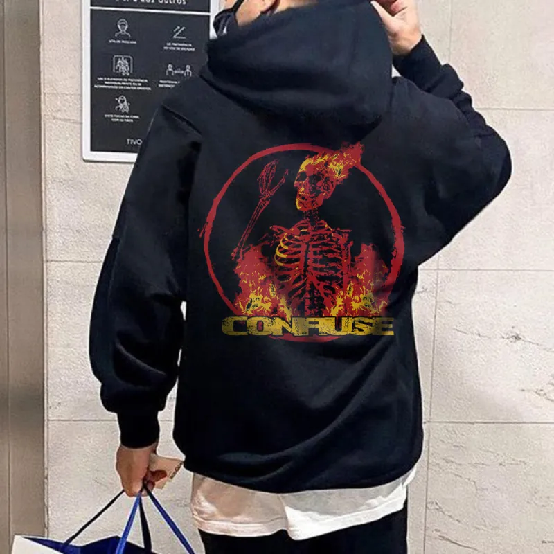 Skull Graphic Men's Casual Hoodie Sweatshirt sold by Shopnova