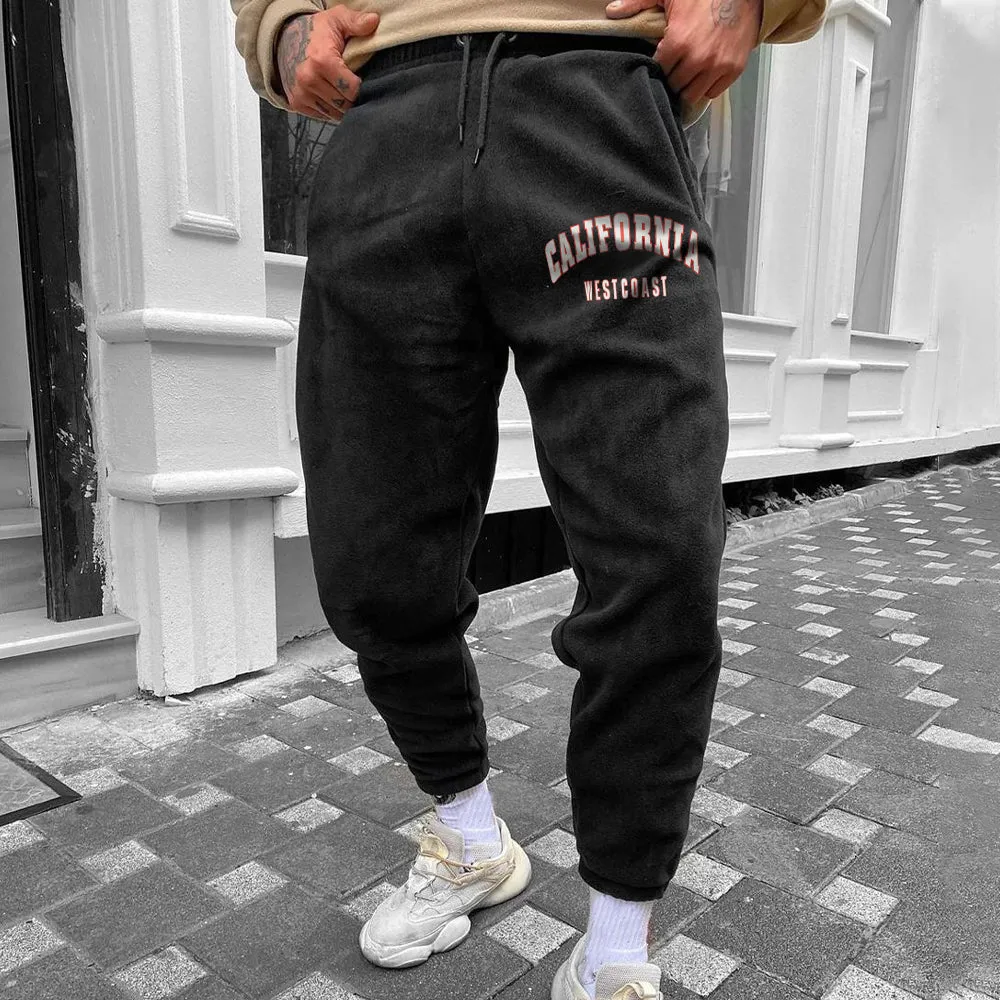 California West Coast Men's Streetwear Fleece Sweatpants sold by Shopnova