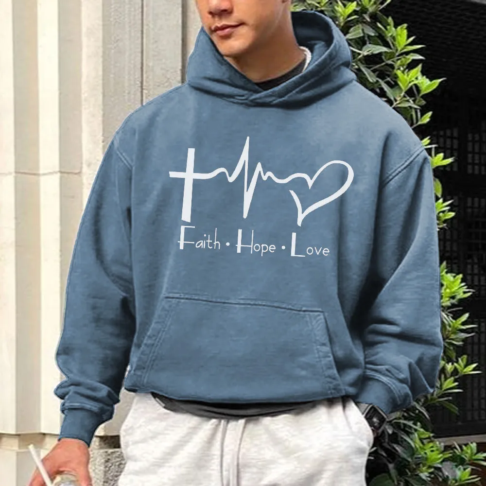 Faith Hope Love Men's Stylish Loose Fit Hoodies sold by Shopnova product image thumbnail 3