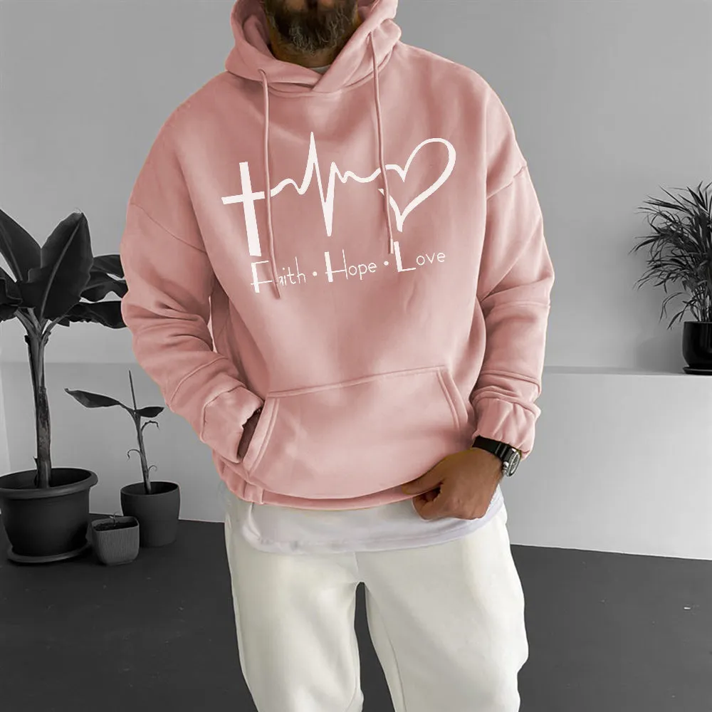Faith Hope Love Men's Stylish Loose Fit Hoodies sold by Shopnova product image thumbnail 4