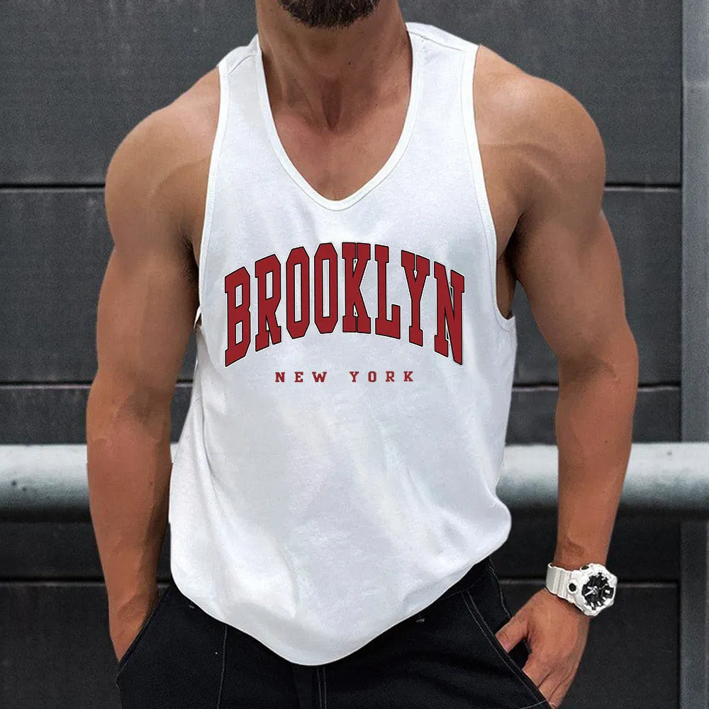 Brooklyn Alphabet Graphic Print Athleisure Men's Tank Top sold by Shopnova