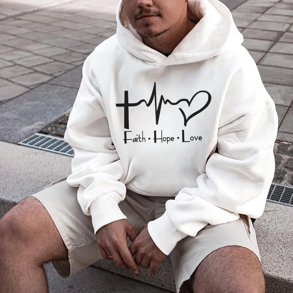 Faith Hope Love Men's Stylish Loose Fit Hoodies sold by Shopnova product image thumbnail 2