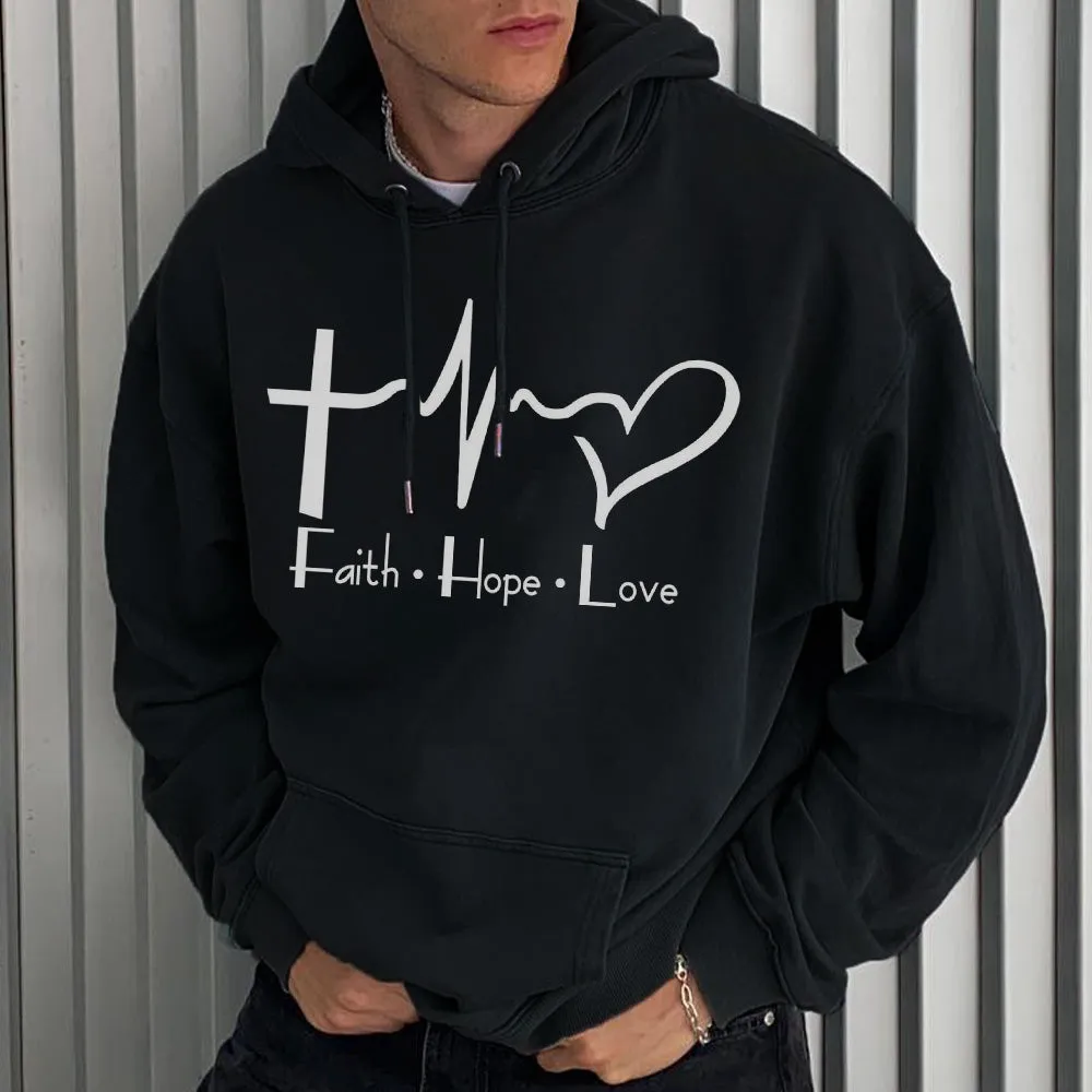 Faith Hope Love Men's Stylish Loose Fit Hoodies sold by Shopnova