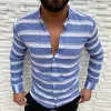 Turn-down collar button-down long sleeve men's casual shirt sold by Shopnova