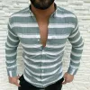Turn-down collar button-down long sleeve men's casual shirt sold by Shopnova