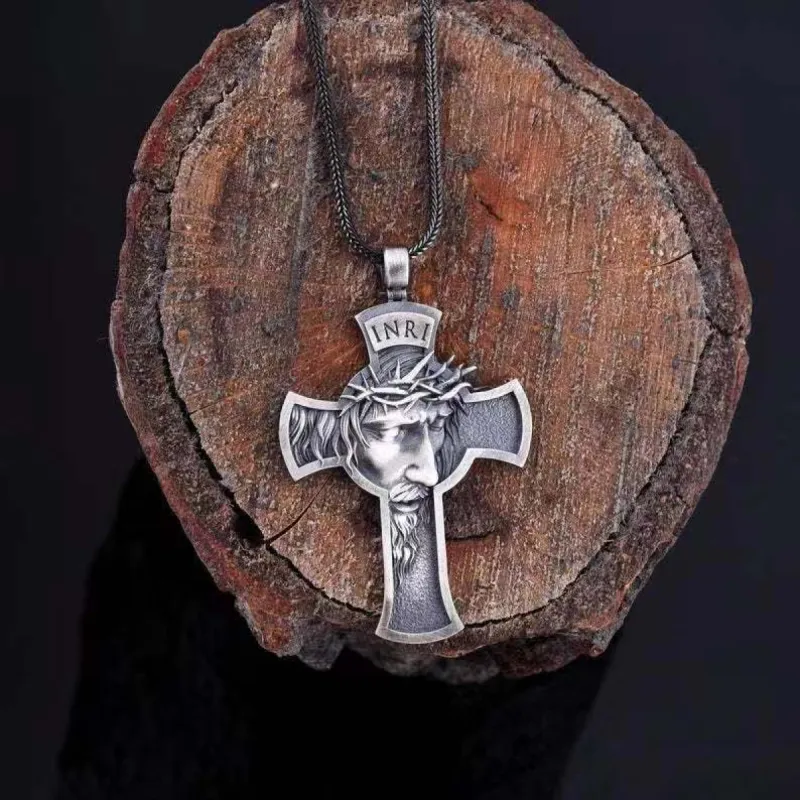 Crown of Thorns Christ Cross Vintage Men's Trendy Necklace sold by Shopnova