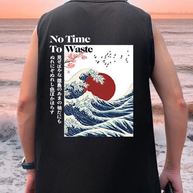 The Great Wave Letter Print Singlet Men's Tank Top sold by Shopnova