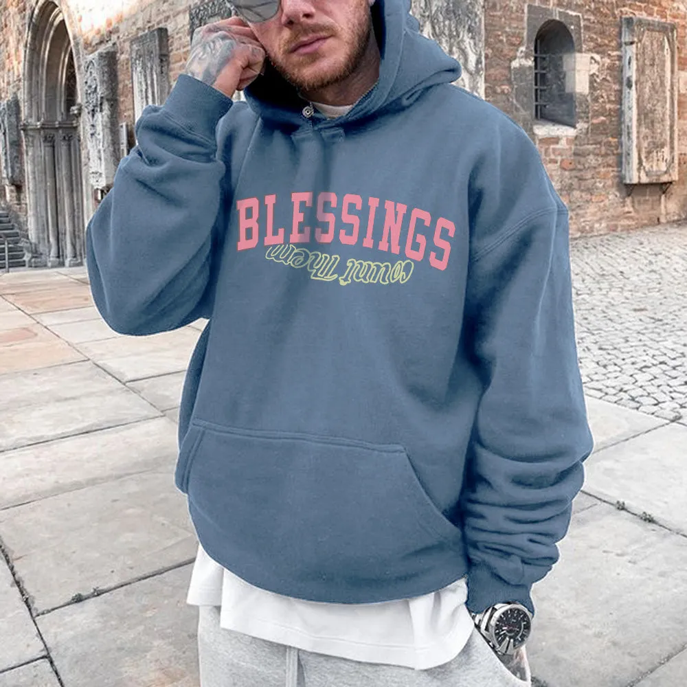 Clearance-Blessings Graphic Print Casual Men's Hooded-M sold by Shopnova