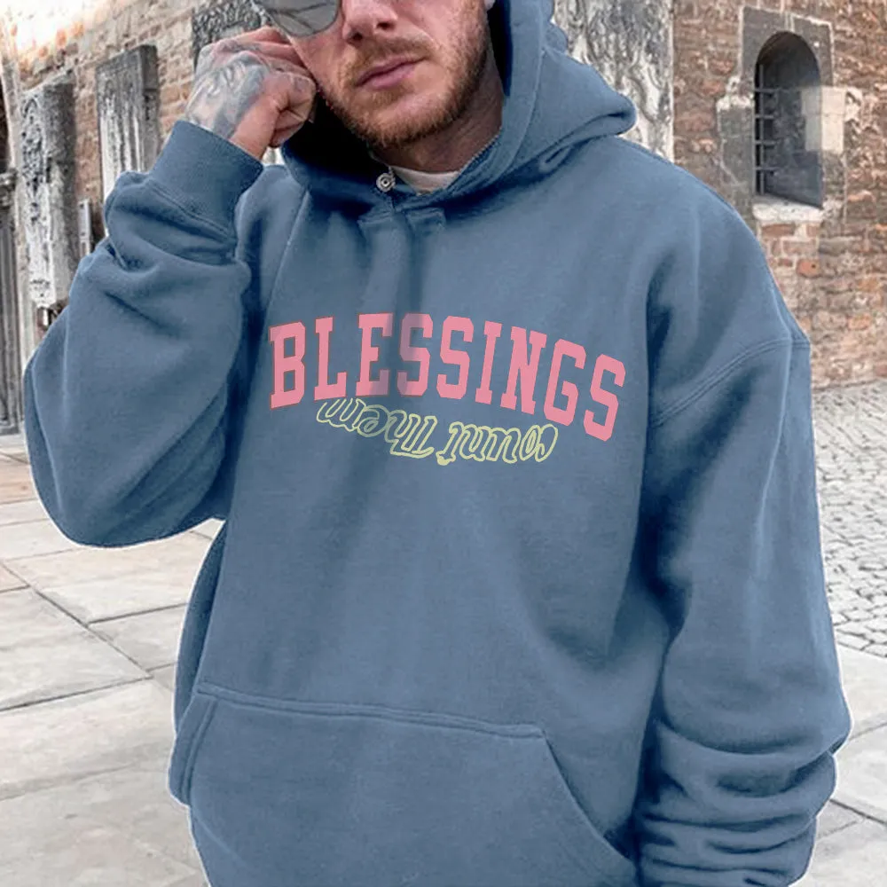Clearance-Blessings Graphic Print Casual Men's Hooded-M sold by Shopnova product image thumbnail 2