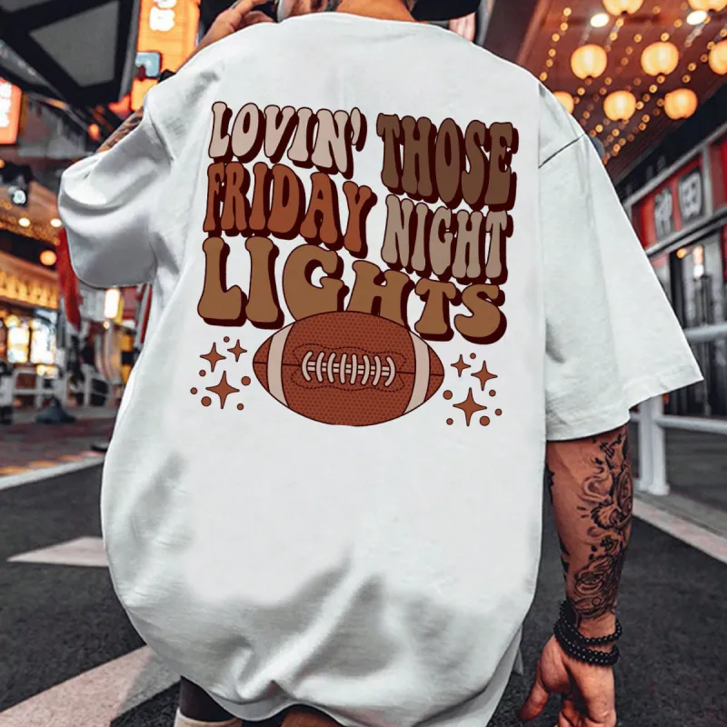 Football Friday Night Letter Print Cotton T-shirt sold by Shopnova