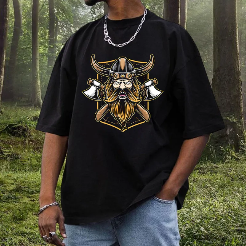 Legend of the North Viking Warrior and Axe Men's Black T-shirt sold by Shopnova